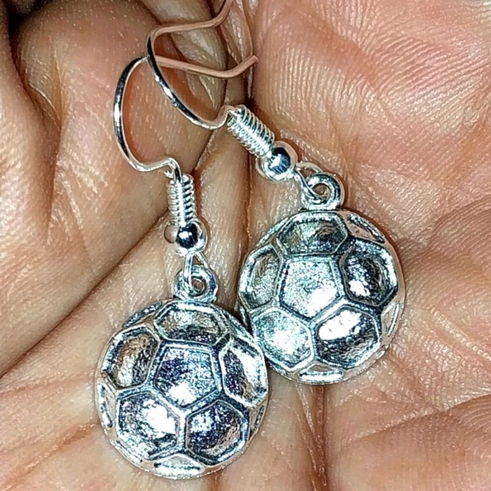 Hand crafted antique sports ball earrings